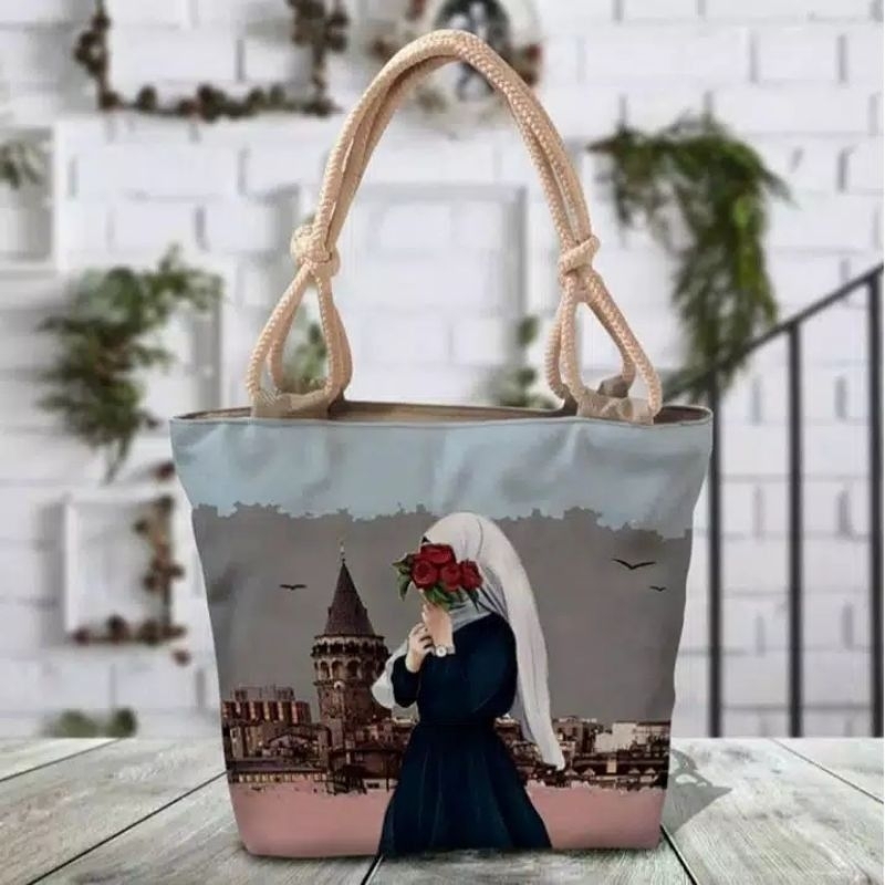 Grosir totebag sumbu totebag kanvas tas hijab wanita