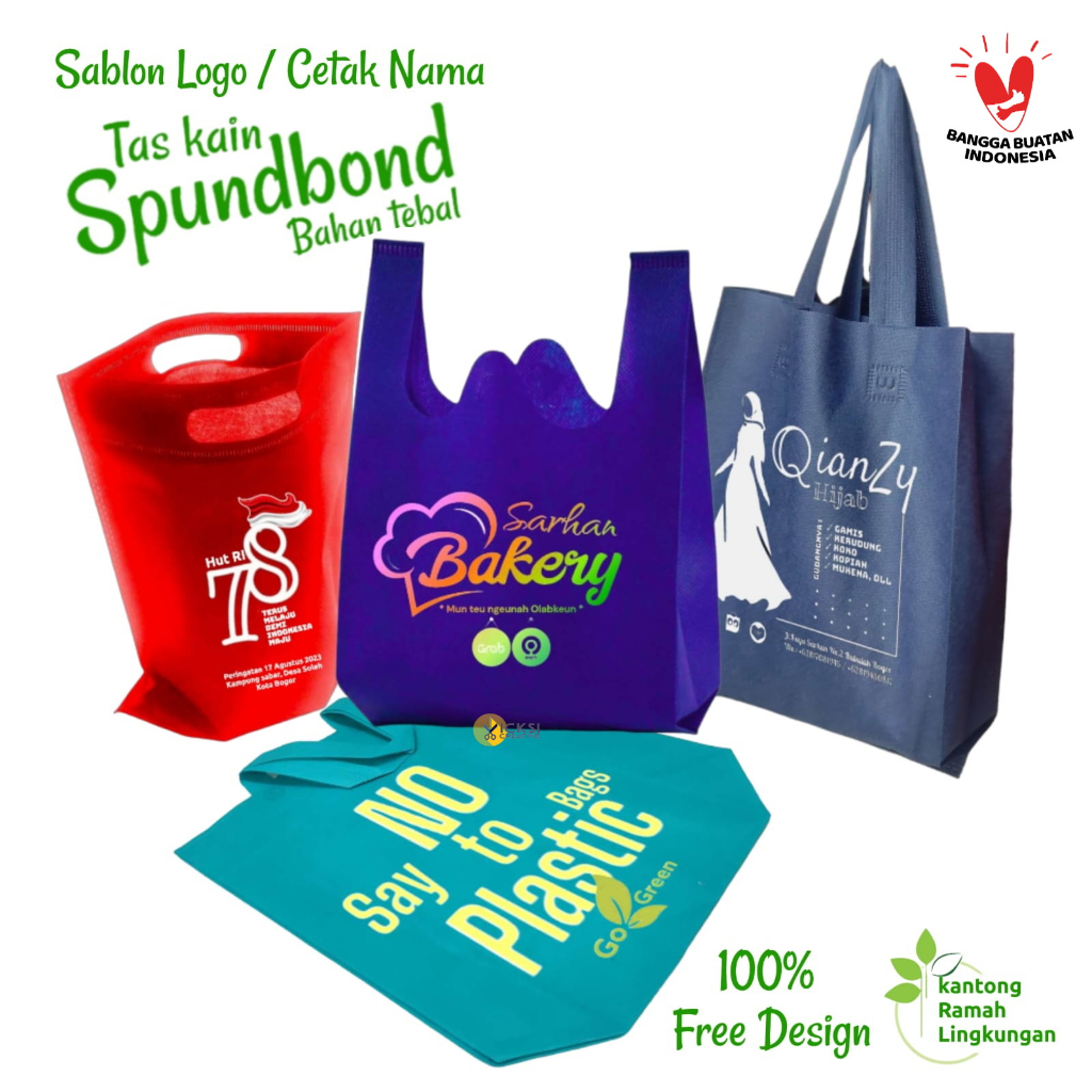 

Tas spunbond Sablon Logo / Cetak Nama Goodie Bag Box 20x30x9 25x35x10 30x40x10, HLS 25x35x8 30x40x8 38x45x10, Oval 20x26 25x35 30x40 & Kresek 17x33x11 28x45x12 36x55x15 cm Untuk Kantong Souvenir, Tas Kain Belanja Lipat, dll Goody Bag Mini, Besar / Jumbo