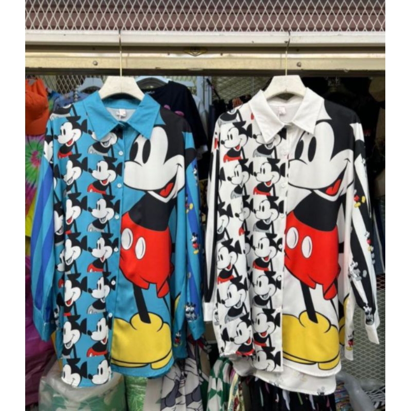 KEMEJA OVERSIZE BKK MICKY MOUSE // KEMEJA IMPORT PREMIUM BKK // ATASAN IMPORT PREMIUM BKK // FASHION IMPORT PREMIUM BKK