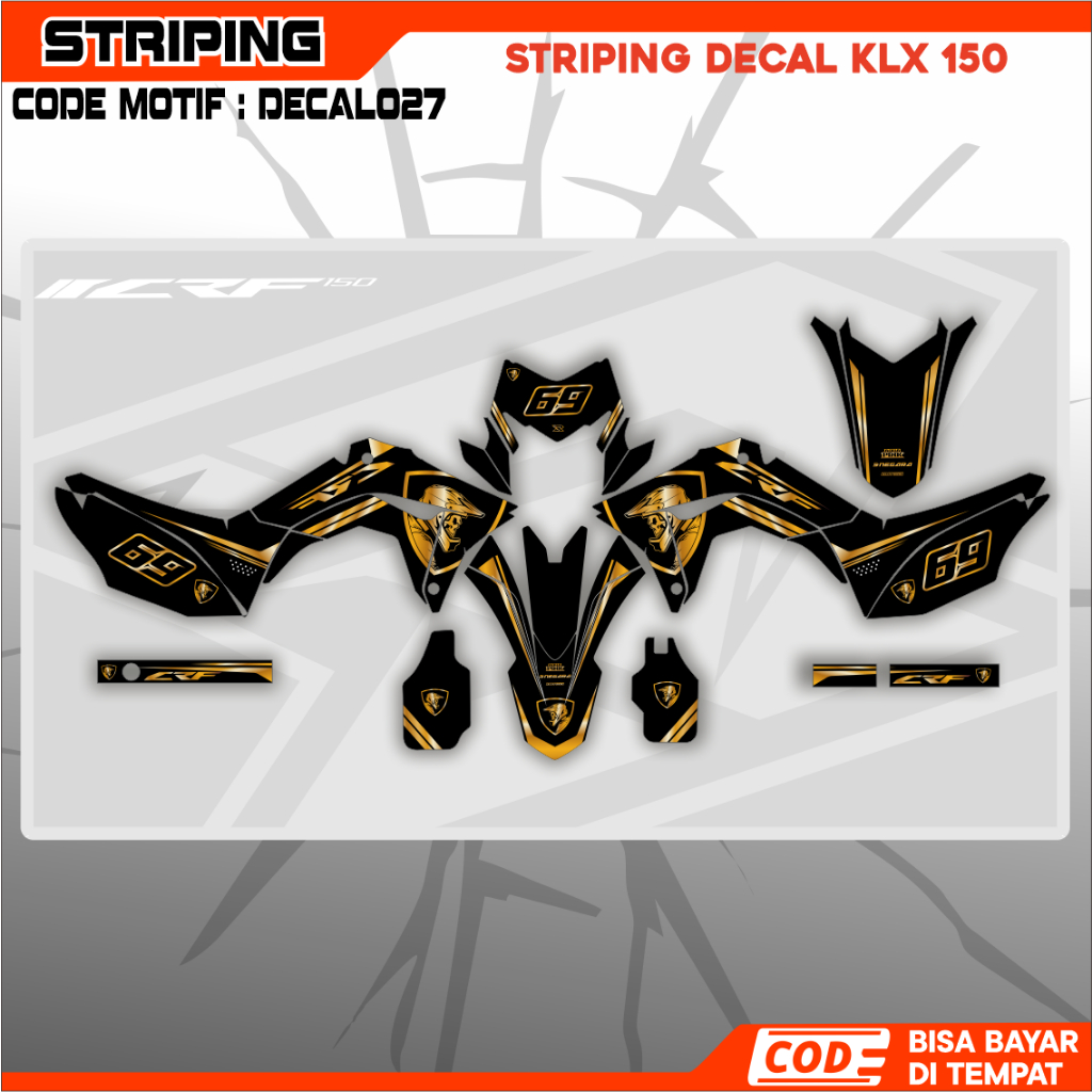DECAL KLX MOTIF GOLD STRIPING MOTOR KLX 150 OLD
