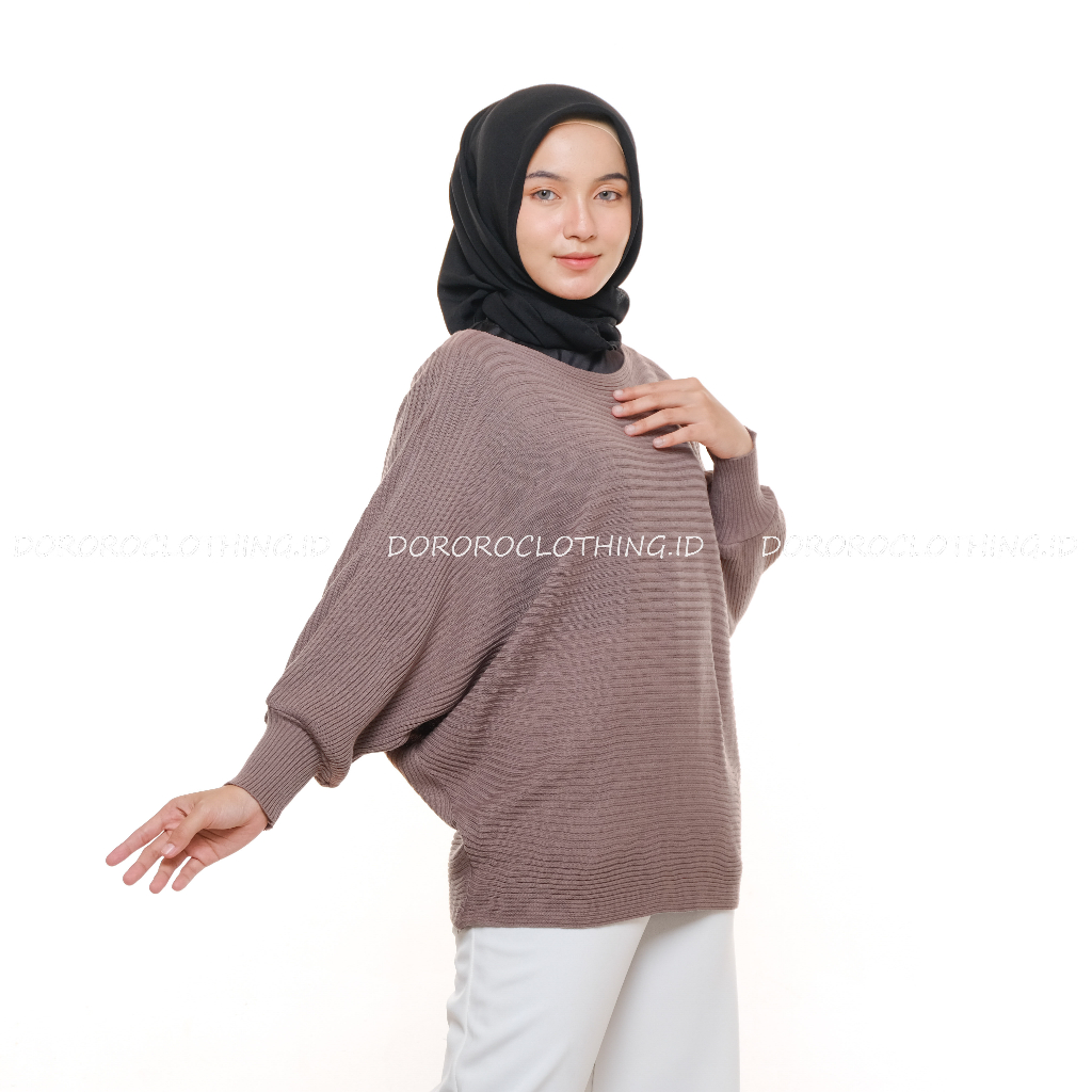 Blouse Rajut Lengan Panjang / Sweater Baju Rajut Tebal Batwing