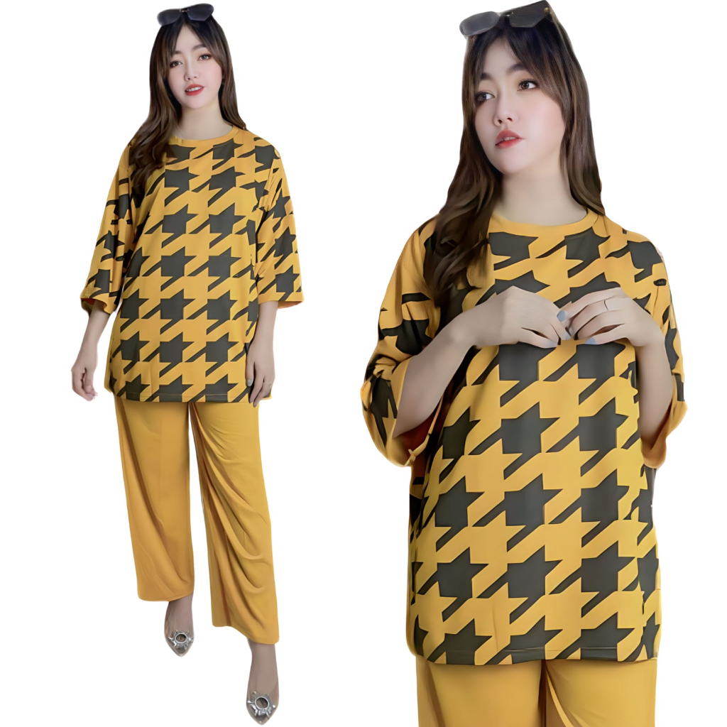 VISTATERRY LD 120 SETELAN WANITA CELANA DAN ATASAN OVERSIZE WANITA HOSTUT