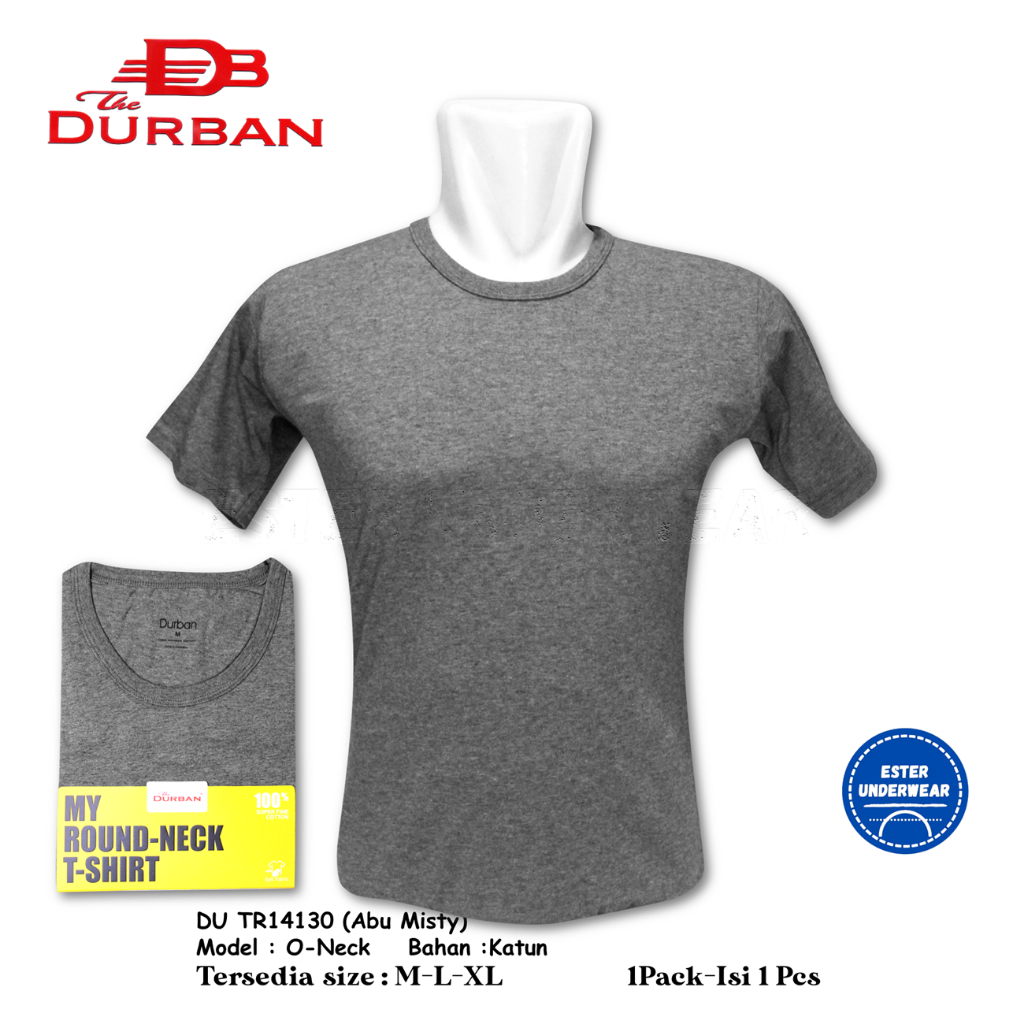 Kaos Dalam Oblong Pria Durban O-Neck DU TR 14130 Abu Isi-1 Pcs/Pack