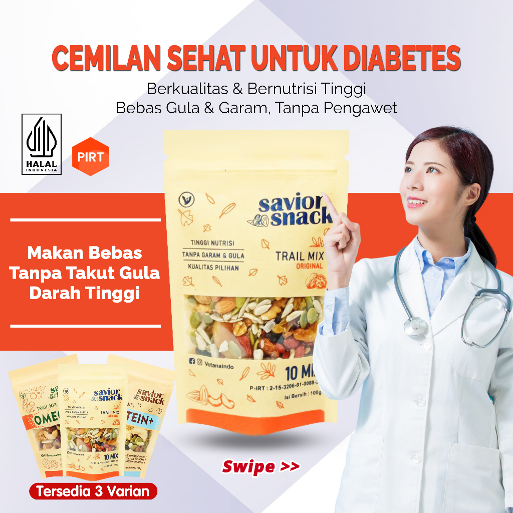 MAKANAN UNTUK PENDERITA DIABETES - CEMILAN SEHAT ORGANIC BEBAS GARAM DAN GULA, TANPA BAHAN PENGAWET - TRAIL MIX - SAVIOR SNACK - MIX NUTS FRUIT DRIED