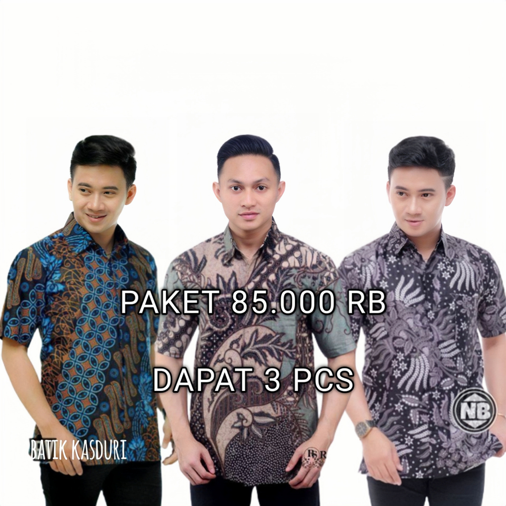 BSWART Batik HRB026 Kenongo Hem Pendek Motif Terbaru Pekalongan M L XL Batik Pria MURAH Modern Grosir Eceran