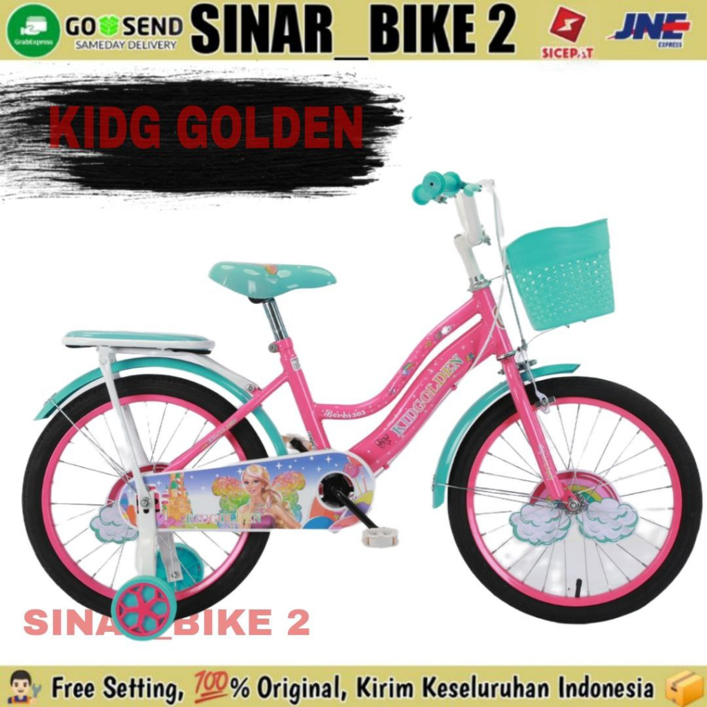 Sepeda Keranjang Anak Perempuan MINI GOLDEN Ukuran 12 16 18 Inch Keranjang