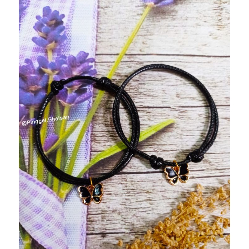 Zaphira- Gelang Tali Waterproof Liontin Butterfly / Gelang Kupu-Kupu