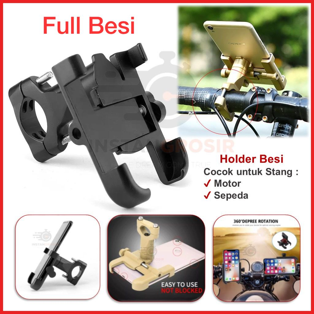 C1 holder stang sepeda motor full besi holder hp motor stand aluminium C1 universal holder stand sepeda motor