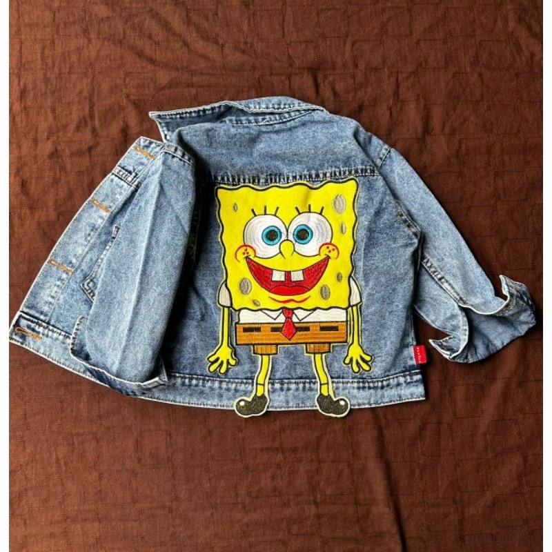 JAKET ANAK LAKI-LAKI//JAKET JEANS VARIASI GAMBAR SPONGEBOB 2-7TAHUN