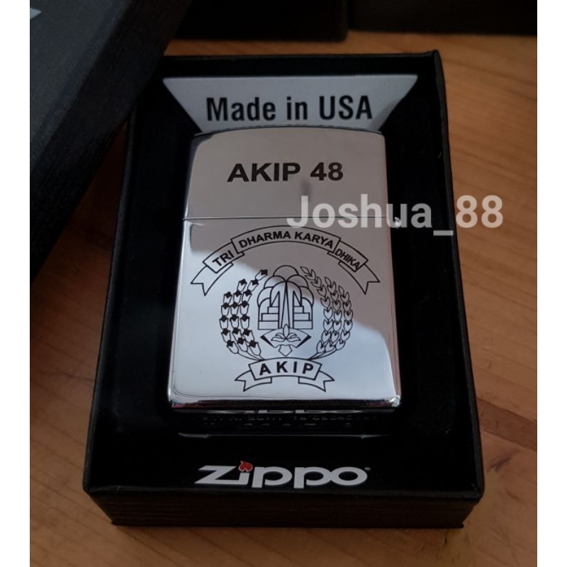 Zippo Korek Api Custom Ukir Logo AKIP Bisa Ukir Logo Dan Nama Sendiri