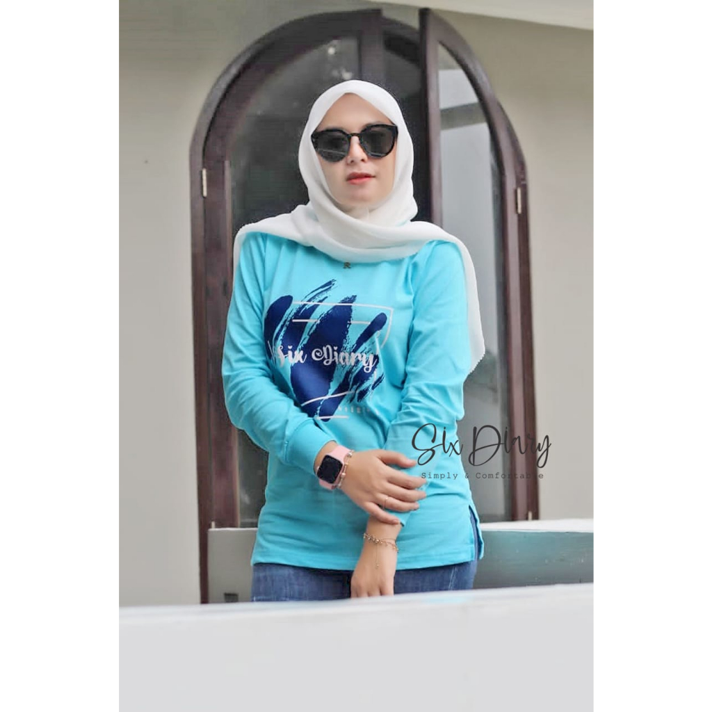 Six Diary Kaos Atasan Wanita Baju kekinian lengan panjang terlaris six diary
