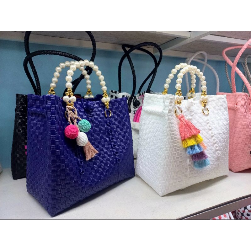 Tas Wanita Anyaman Plastik Jali Mutiara Medium