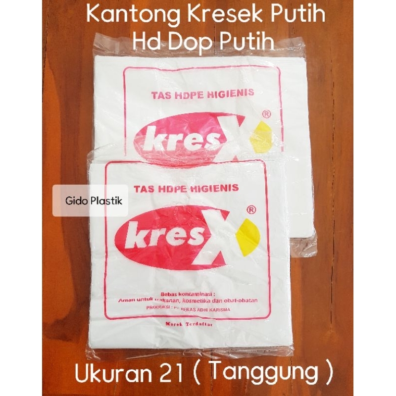 Kantong Kresek Putih / HD dop putih susu/Kantong Kresek putih ukuran Tanggung merek Kres x satu pack