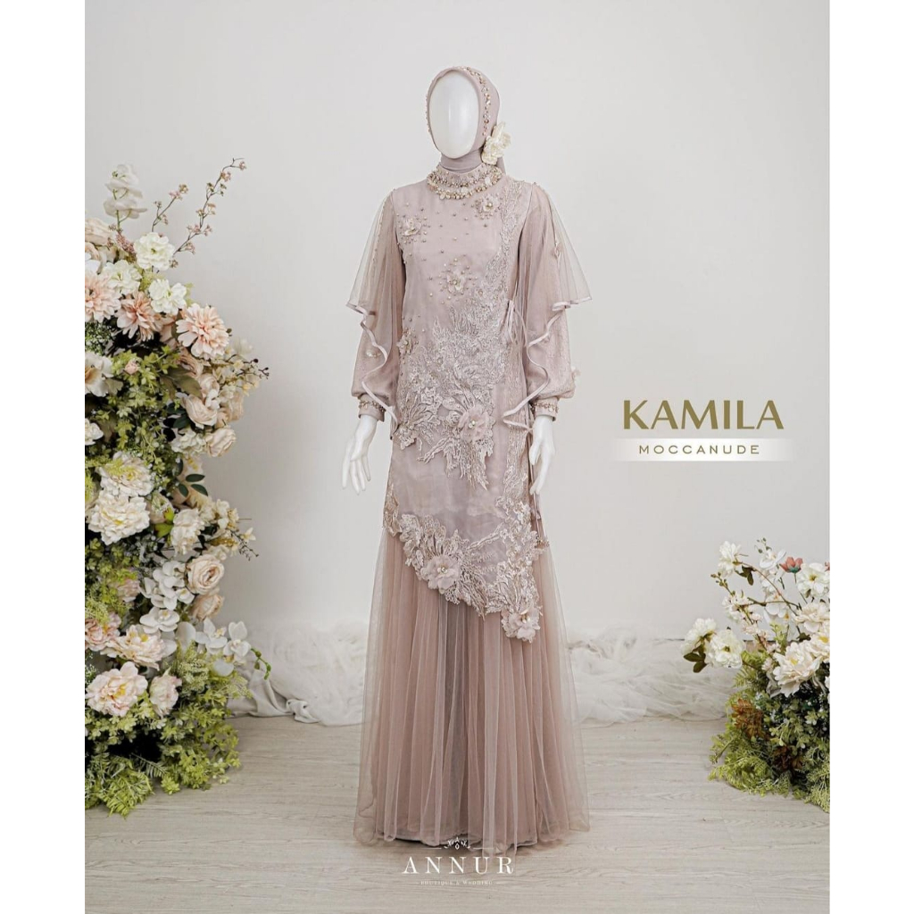 Annur Label Pre Order Kamila dress bridesmate dress kondangan mermaid muslimah payet mewah