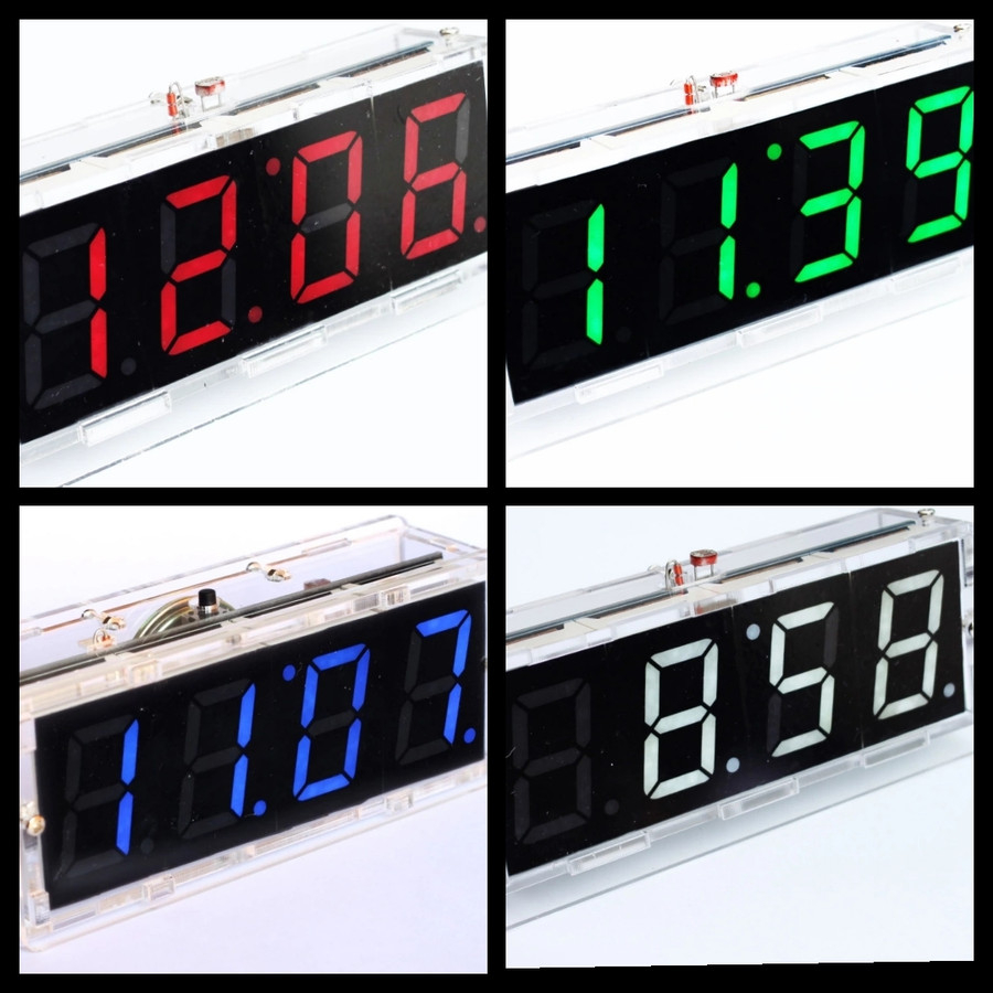 Jam Digital Clock 1inch Seven Segment + Thermometer Alarm Case Acrylic