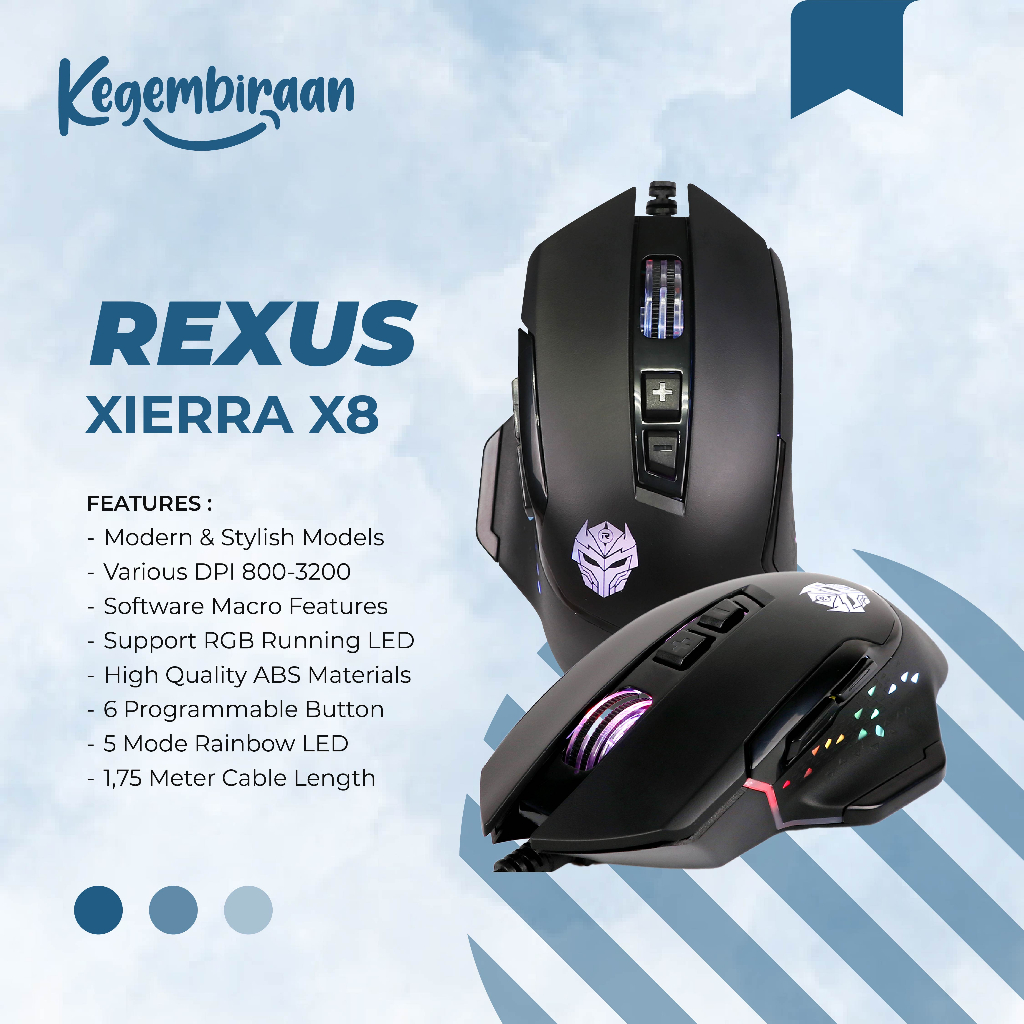 Rexus Mouse Gaming Xierra X8 RGB Warna Warni