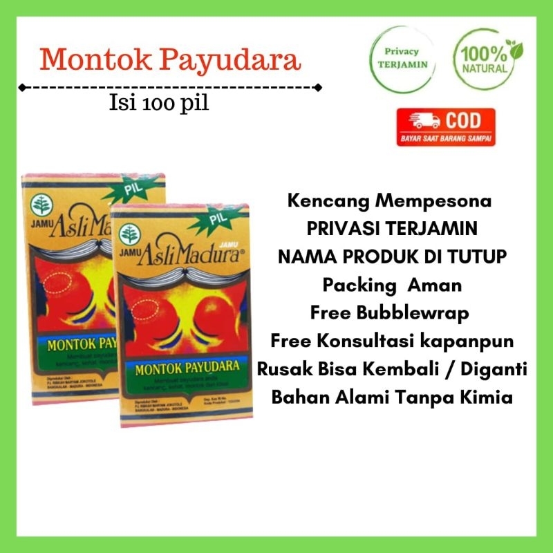 Obat Jamu Montok Payudara 100 Pil asli Original Jamu Obat Herbal Pil Montok Pembesar dan Pengencang 