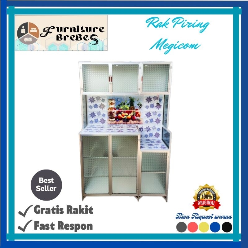 Rak Piring 3 Pintu Stainless Keramik / Lemari Piring Alumunium Murah Cirebon Tegal Brebes