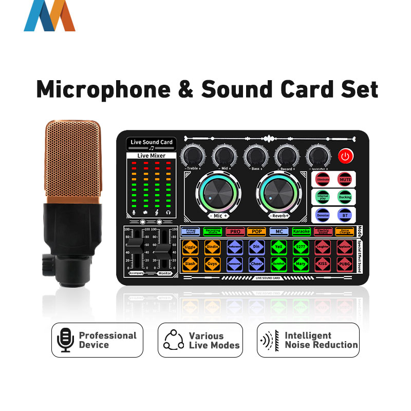 MUKAVA F999 live sound card + M998 microphone value set live mixer computer peripherals suitable for live karaoke sound card audio HP PC Mac