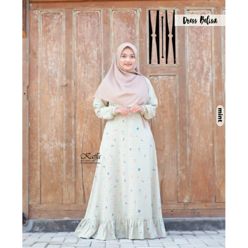 Kaffa - Dress Belisa crinkle motif bunga - kaffa busana muslim