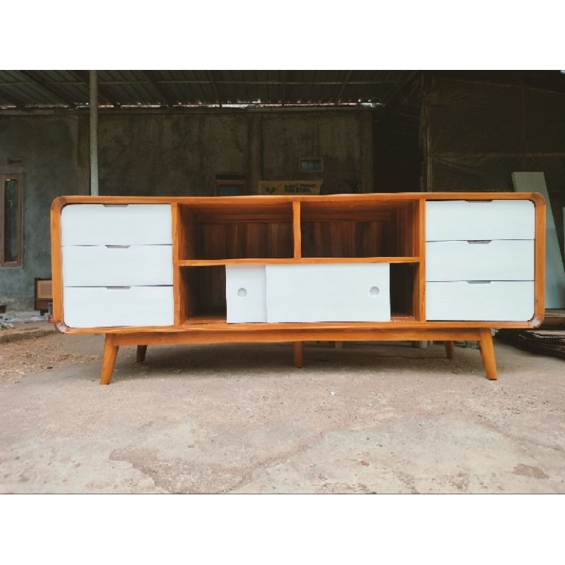 Meja TV Kayu Jati Bufet tv jati Meja tv retro minimalis modern rak tv minimalis modern bufet retro m
