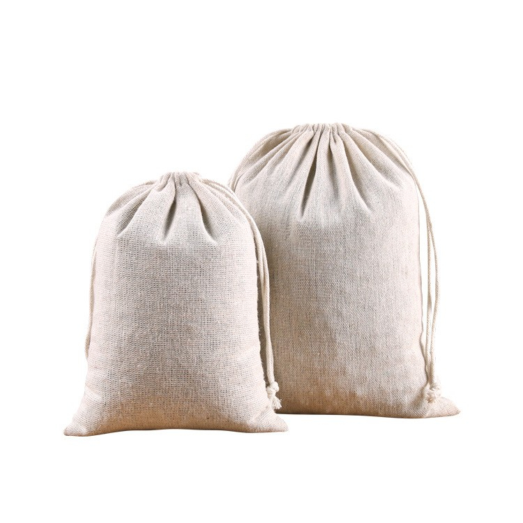 Pouch serut serbaguna/souvenir/bungkus souvenir bahan BURLAP/KAIN GONI - Broken White, 16 cm x 12 cm