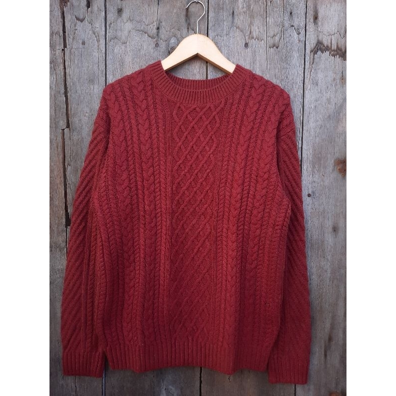 knitwear cable hangten sweater rajut size L