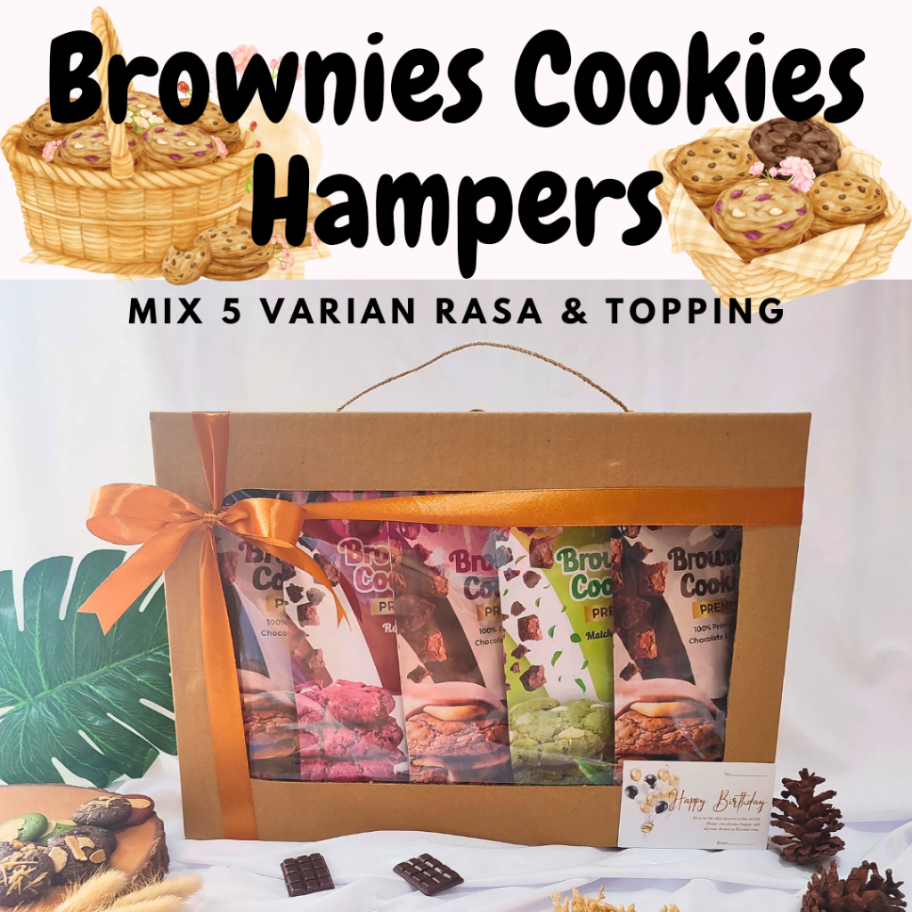 

PAKET HAMPERS ISI 5 POUCH BROWNIES COOKIES PREMIUM BY BLESSED BROWNIES