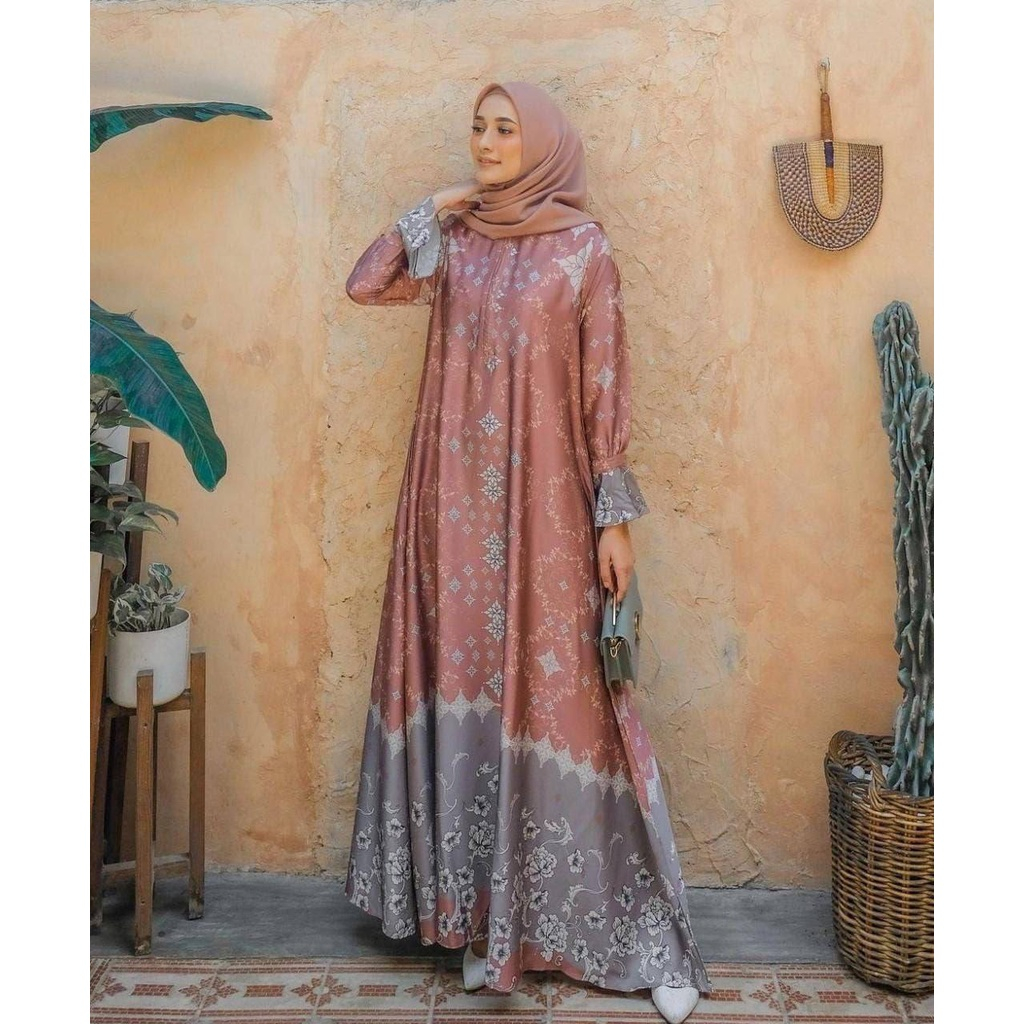 Gamis Modern Lengan Lonceng Bahan Dior Silk Premium