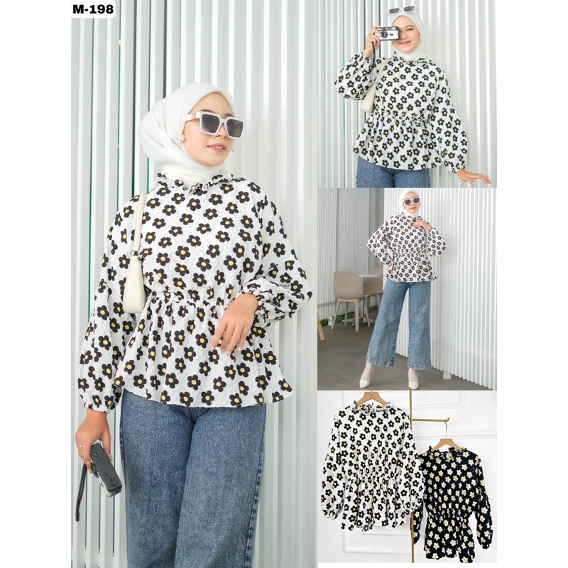 blouse bunga crinkle