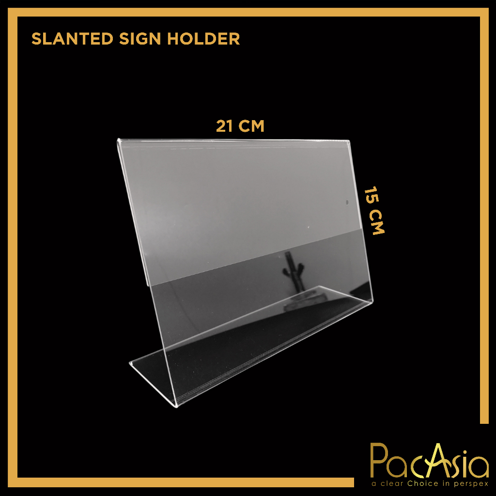 R2GO - SL-2115 Slanted Sign Holder 21cm X 15 cm / Acrylic Tempat Brosur 210mm x 150 mm