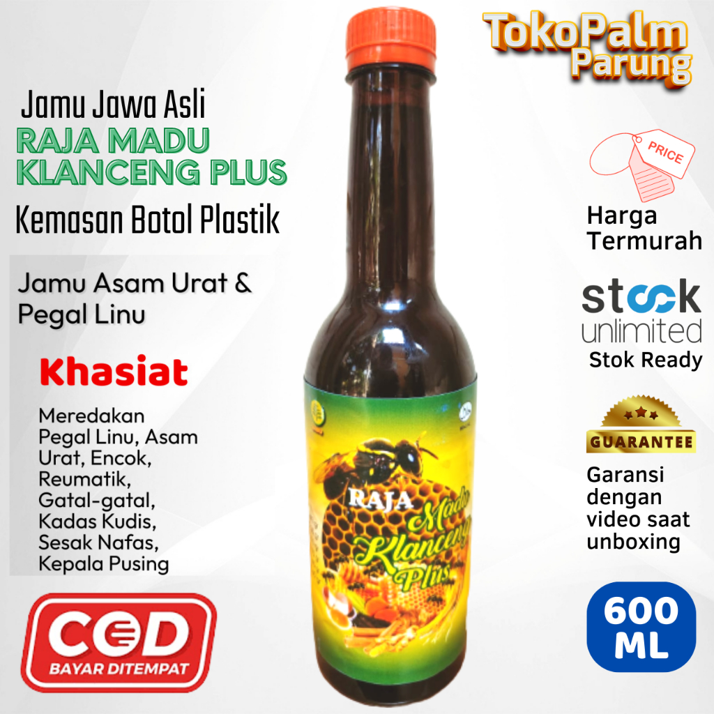 

Jamu Pegal Linu Asam Urat Cap Raja Madu Klanceng Plus 600ML Minuman Tradisional Alami Meredakan Encok Melegakan Sesak Nafas Menghilangkan Sakit Gigi Menambah Energi Pekerja Berat Dan Sopir Kemasan 600ml