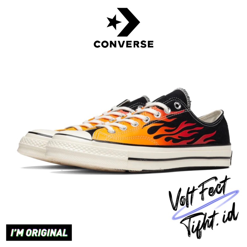 Converse Chuck Taylor 70S Low Flame Black Red Original 100%