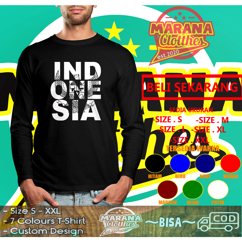 Kaos Baju Indonesia Logo Garuda Lengan Panjang Baju Distro