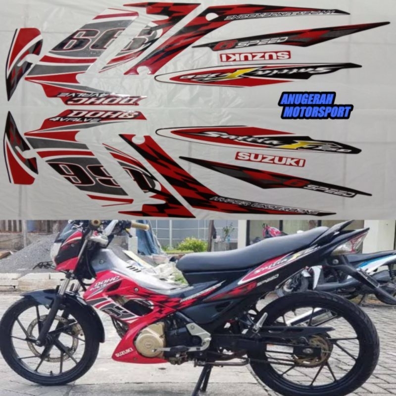 STRIPING SATRIA FU 2012 MERAH HITAM