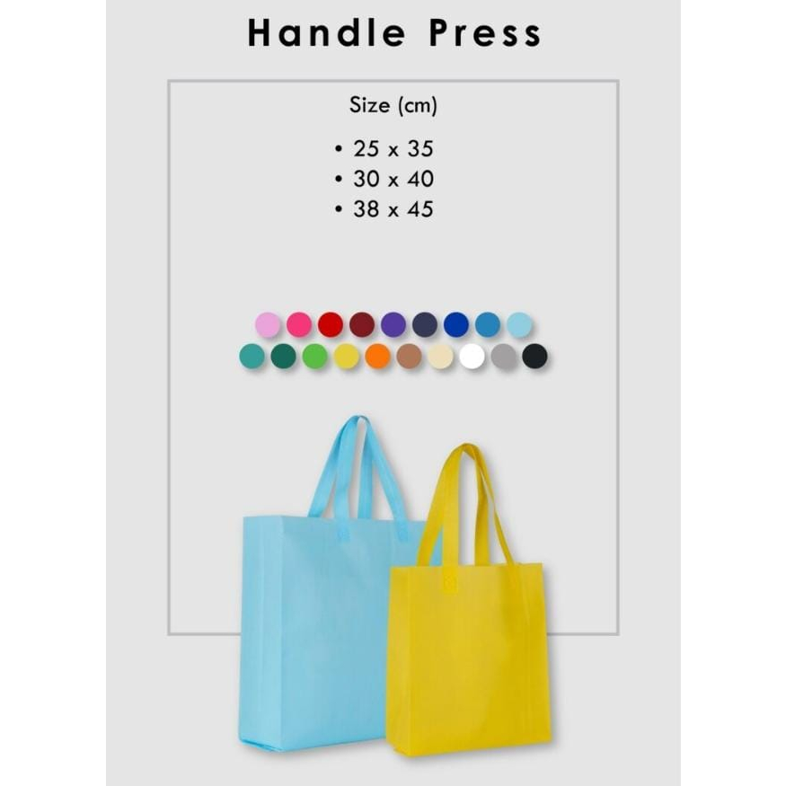 

Tas Spunbond Handle Gsm 70 / Goodie Bag / Tas Kain Kantong Polos Goodiebag Souvenir Hampers Ultah/Totebag