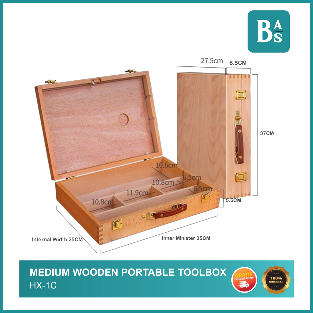 

Medium Wooden Easel Portable Storage Box HX-1C
