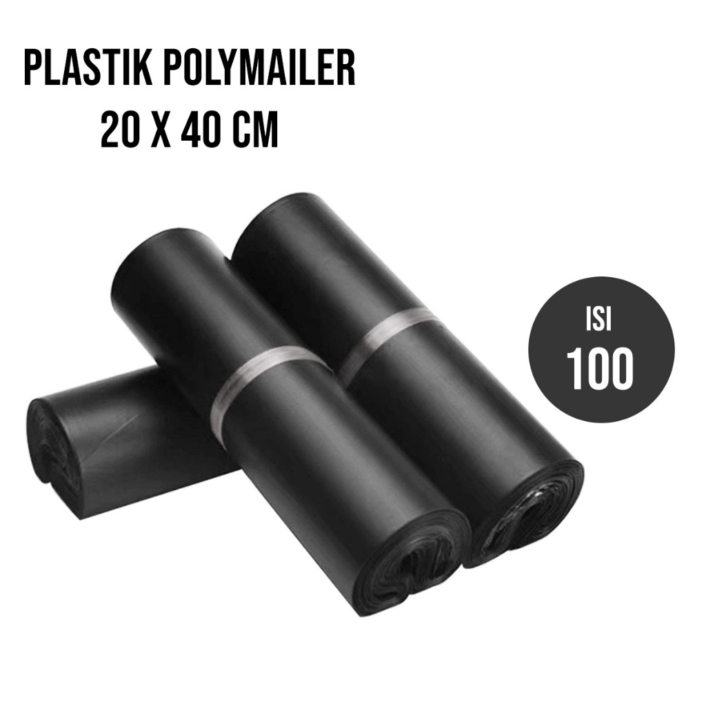 

Plastik POLYMAILER Kantong Plastik Packing Online isi 100 Lembar Hitam Ukuran 20x40