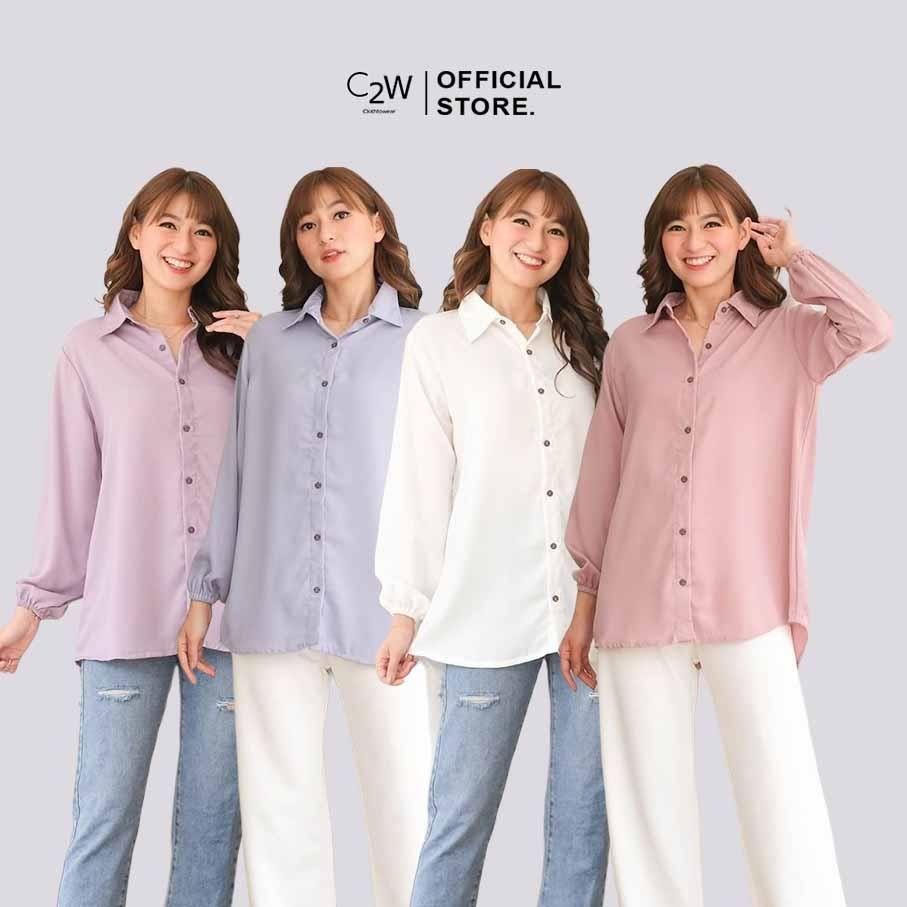 C2W Clothtowear Kemeja Kerja Casual Wanita All Size Polos Women's Clothes Fashion 776-LTC