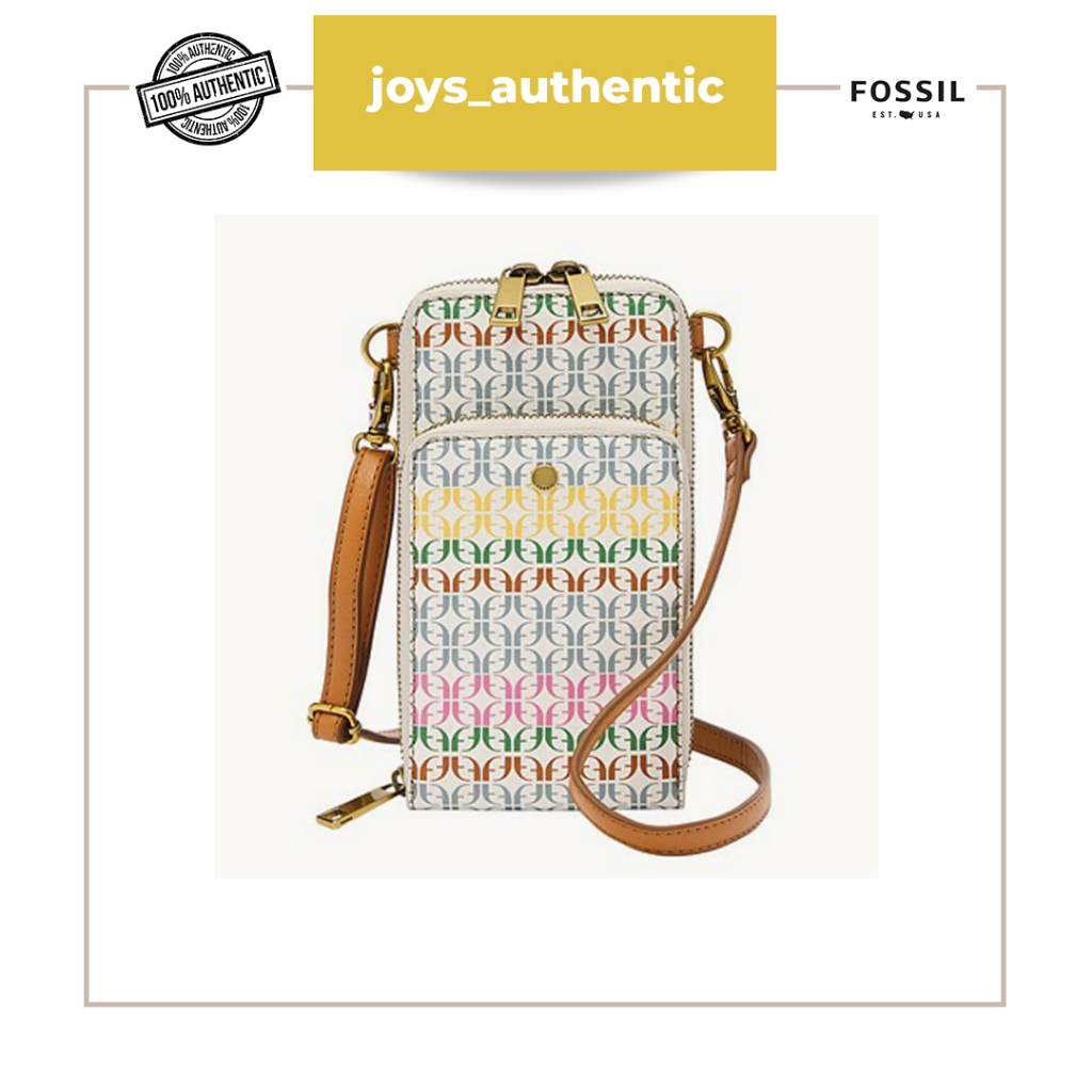 Tas wanita Fossil Sofia phone crossbody putih white multi woman bag authentic original