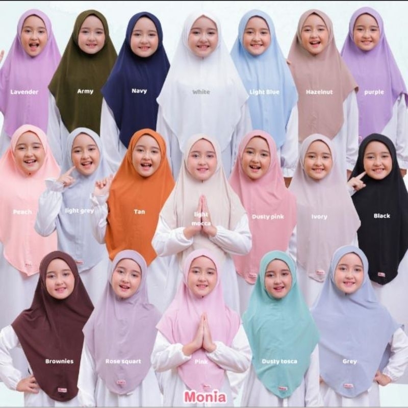 Aliya Hijab by Monia Hijab Kids size L (6-8th)| Hijab Instant Terbaru | Hijab anak instant