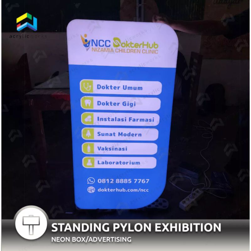 NEON BOX ADVERTISING STANDING PYLON EXHIBITION CUSTOM MURAH