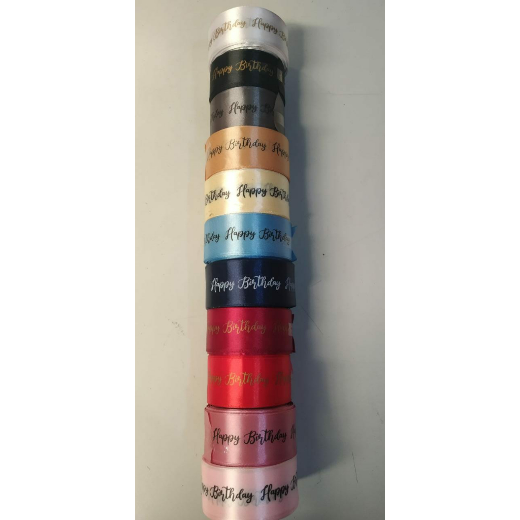 

TOKO ANQA-Pita Satin Happy Birthday 1.5 in x 5 yards (min 5 yards)