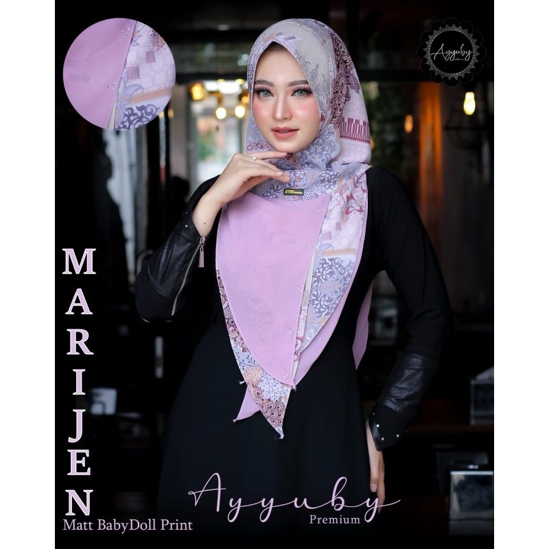 HIJAB HOODIE MARIJEN MOTIF BAHAN CERUTYBABYDOL ORI AYYUBY