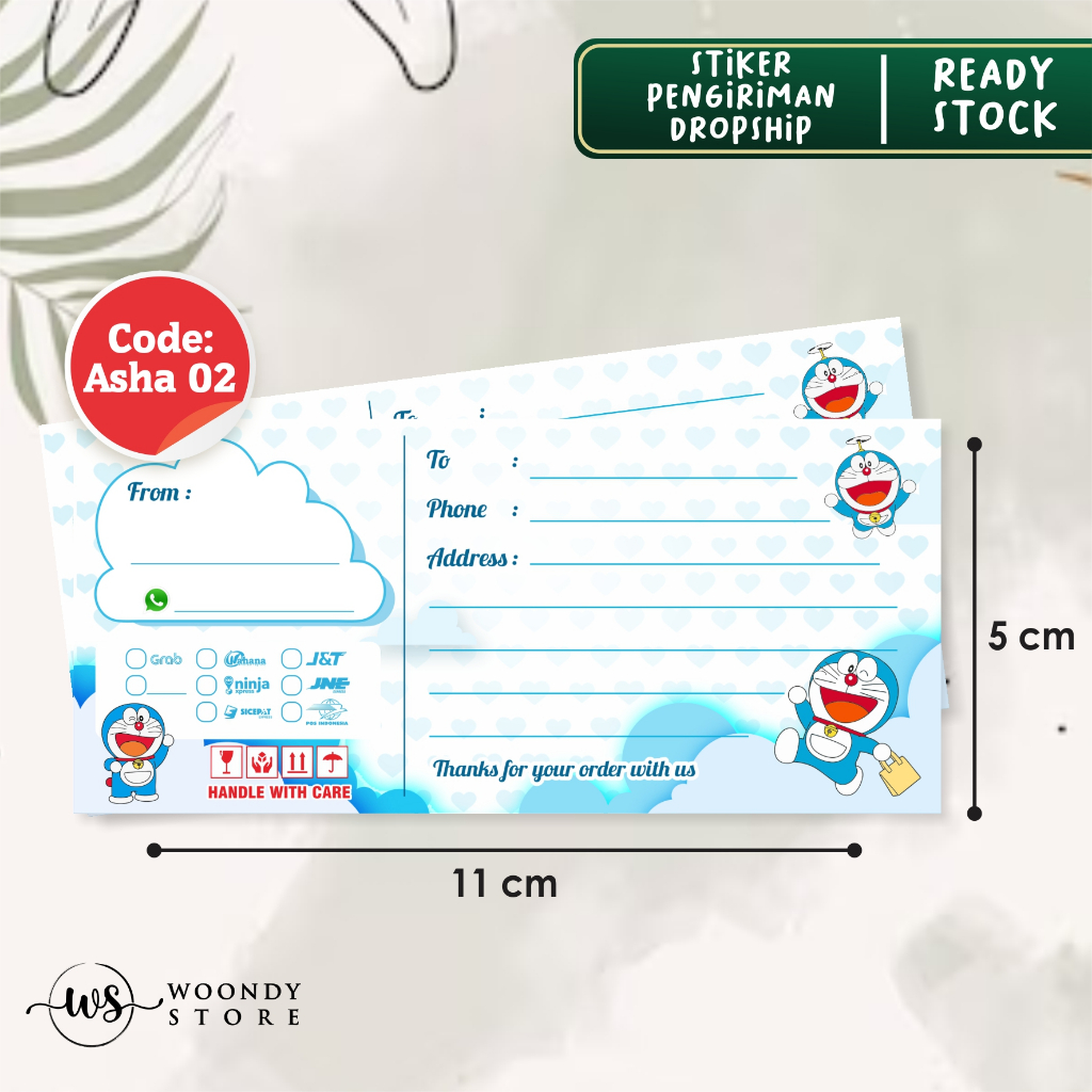 

STIKER LABEL PENGIRIMAN DROPSHIPPER DORAEMON READY - ASHA 02