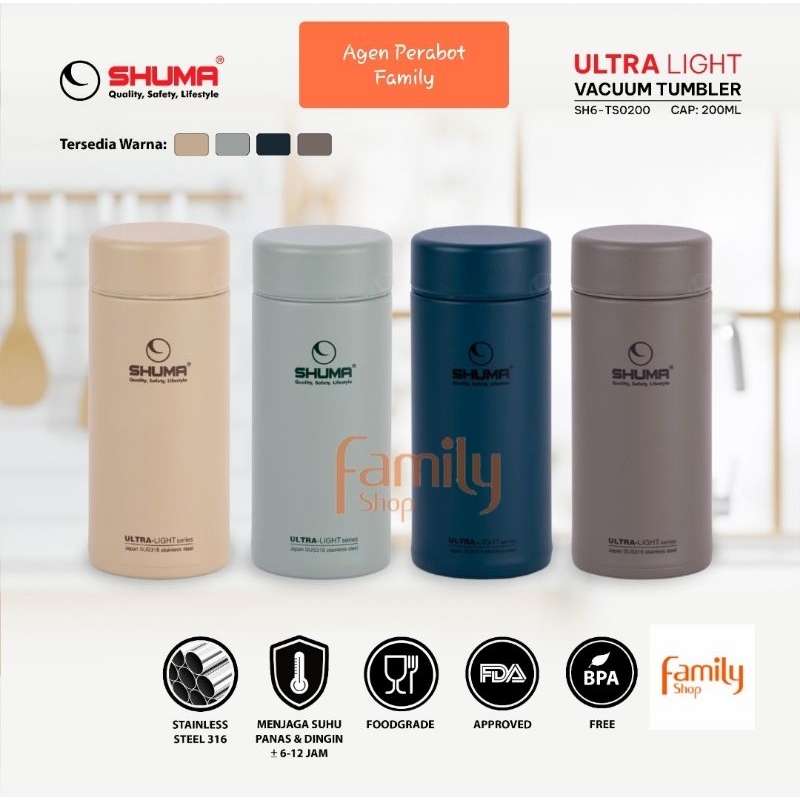 SHUMA S/S 316 Ultra Light Vacuum Tumbler 200 ML / Termos Air Panas 200ml