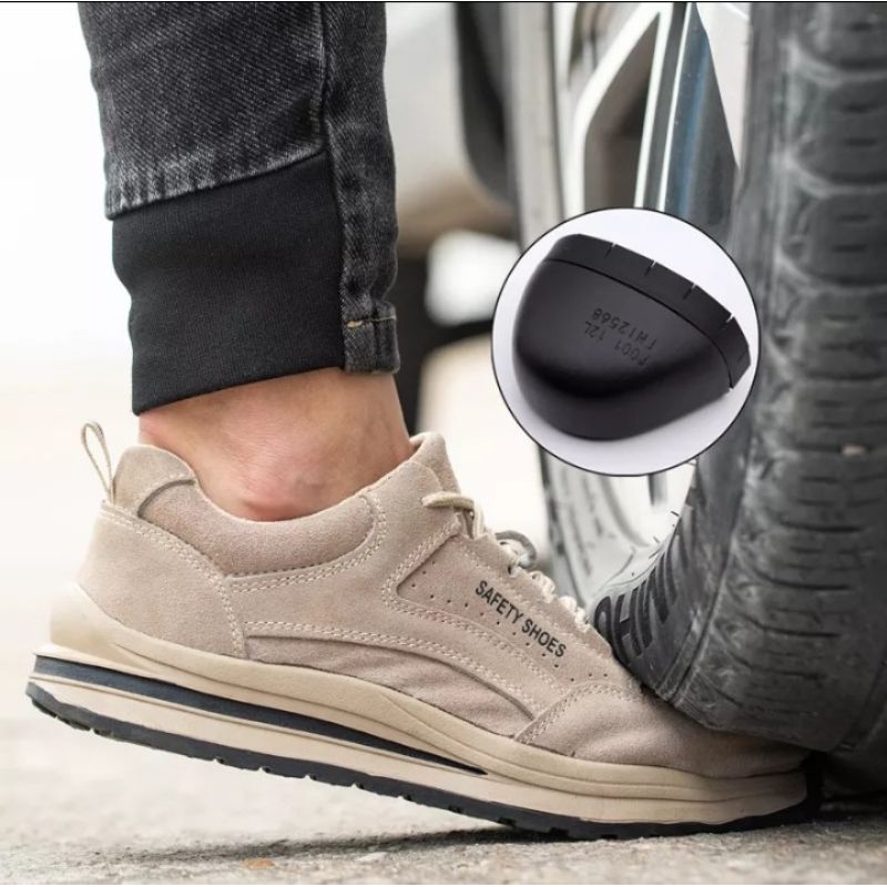 New // Sepatu Safety Sneakers Ujung Besi Model Sporty Casual Anti Slip // 100% Original