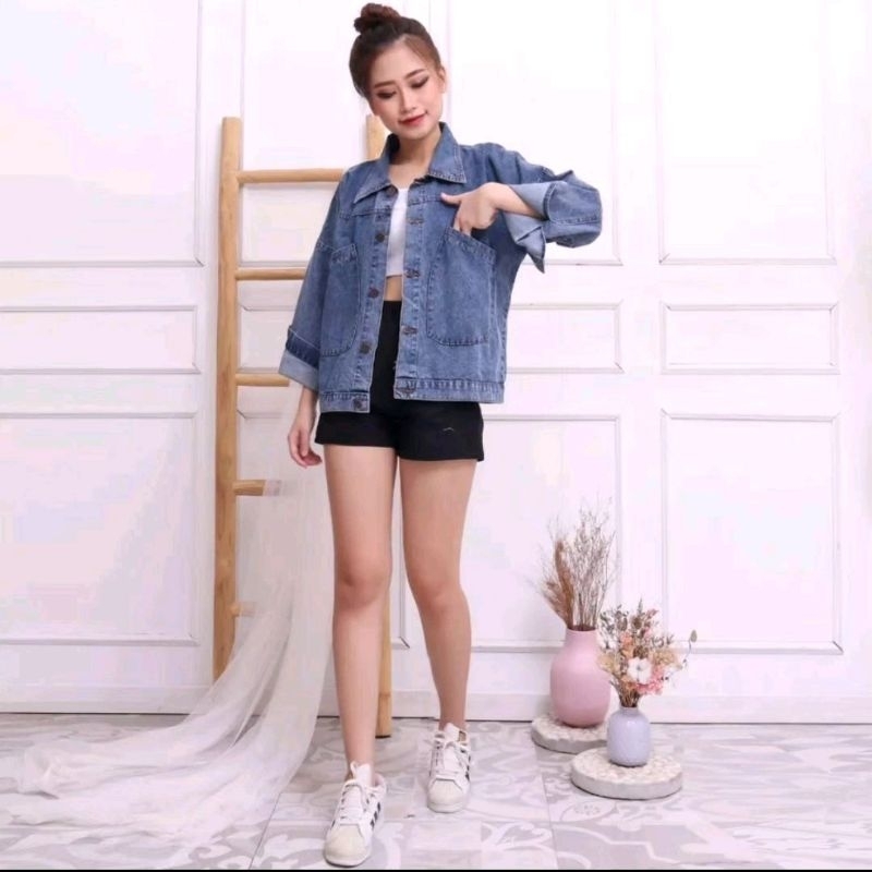 jaket jeans saku besar korea