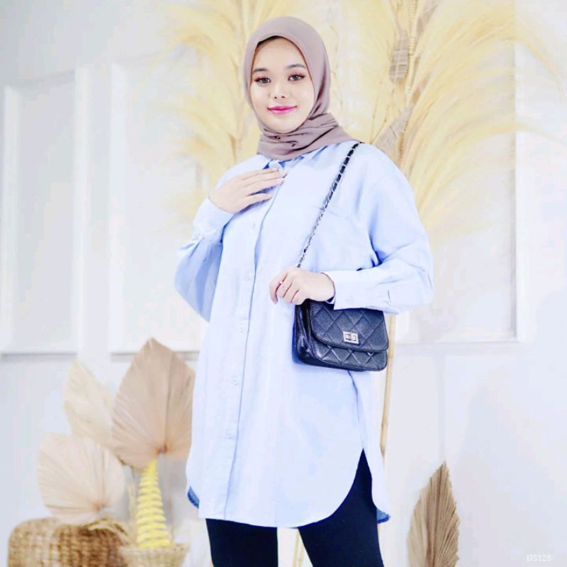 Kemeja wanita linen polos d5128