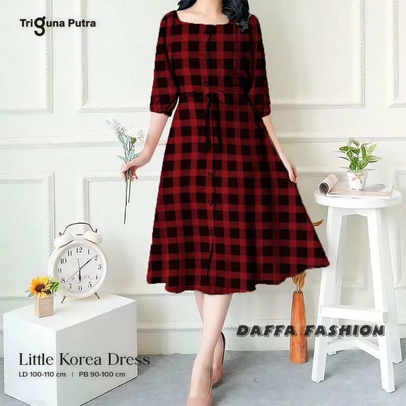 U neck dress lengan panjang Korean party dress square neck